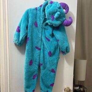 Cozy Fleece Blue and Purple Kids One Piece Monster